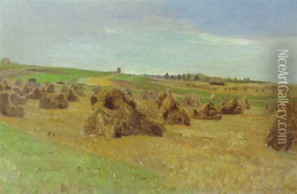 Landschaft (kornfeld) Bei Weimar Oil Painting - Theodor Joseph Hagen