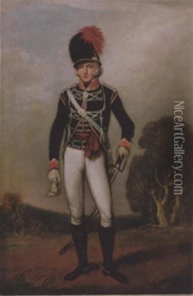 Portrait Of An Officer Of The 3rd Or King's Light Dragoons Oil Painting - Thomas Phillips