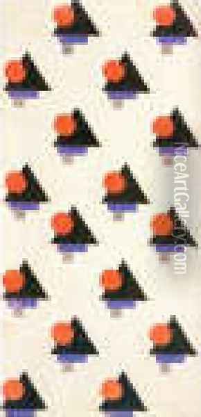 The First Textile Design With Suprematist Ornament Oil Painting - Kazimir Severinovich Malevich
