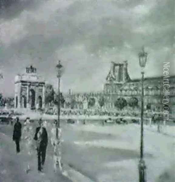 Place Du Carrousel Oil Painting - Lucien Adrion