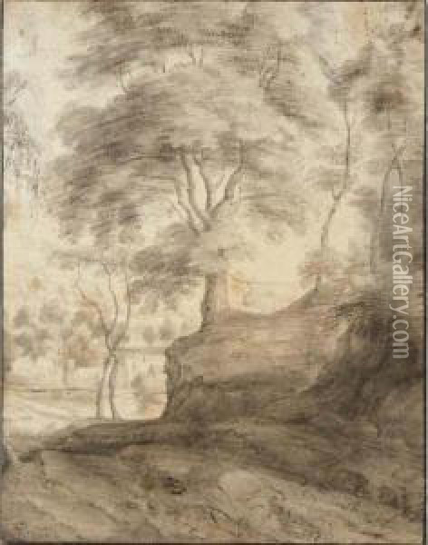 View Of Trees On The Edge Of A Village Oil Painting - Lodewijk De Vadder