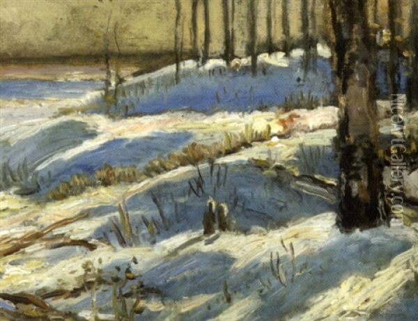 Humber River Valley In Winter Oil Painting - William Edwin Atkinson