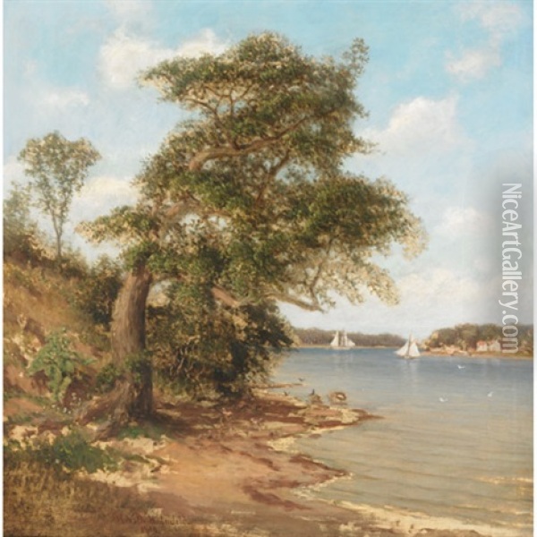Sunlit Harbor With Sailboats Oil Painting - Helmuth Dirckinck-Holmfeld