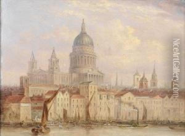 The Church Of Saint Paul's From Thethames Oil Painting - William Parrott