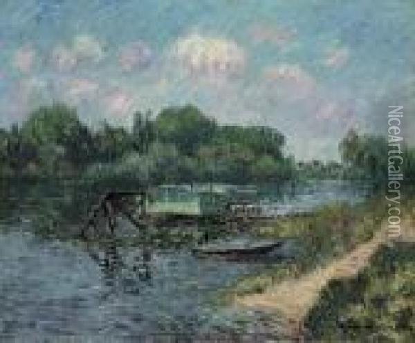 Lavoir Sur La Seine A Herblay Oil Painting - Gustave Loiseau