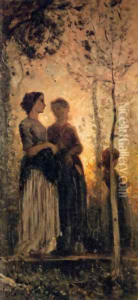 Three Peasant Women Oil Painting - Cristiano Banti