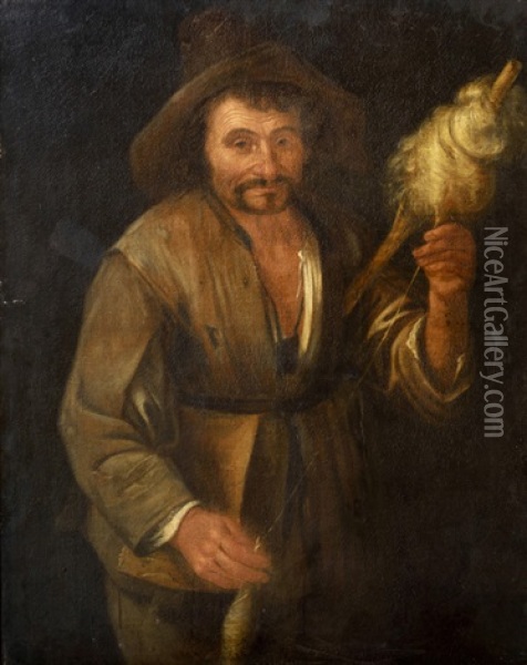 Ein Bauer Mit Wollspindel Oil Painting - Giacomo Ceruti
