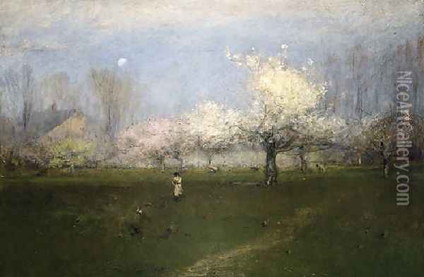 Spring Blossoms, Montclair, New Jersey Oil Painting - George Inness