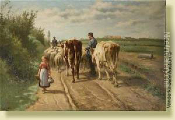 Le Depart En Prairie Oil Painting - Henri De Beul
