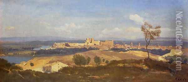 Avignon Seen from Villenueve-les-Avignon Oil Painting - Jean-Baptiste-Camille Corot