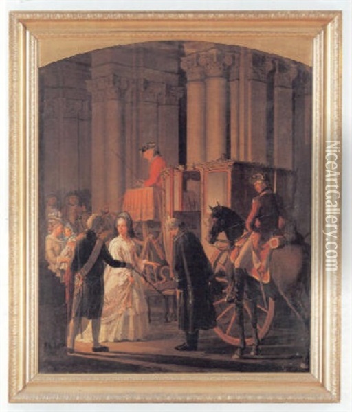 Dronning Caroline Mathildes Arrestation Natten Imellem Den 16de Og 17de Januar 1772 Oil Painting - Frederik Christian Lund