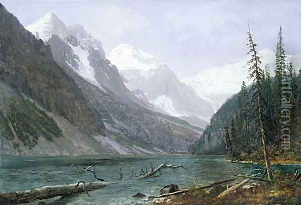 Canadian Rockies (Lake Louise) 1889 Oil Painting - Albert Bierstadt