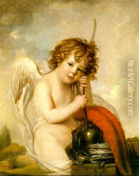 Portrait Of Young Boy As Cupid Oil Painting - Richard Cosway