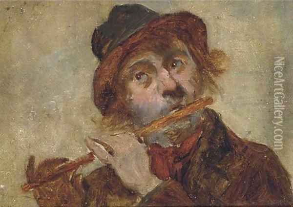 A flute player Oil Painting - English School