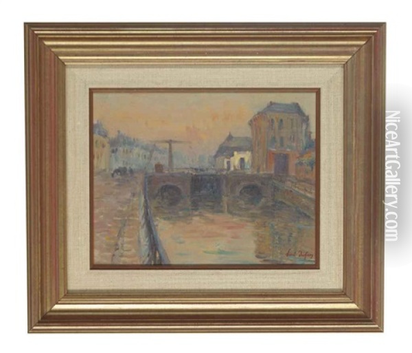 Pont Sur La Scarpe Oil Painting - Henri-Aime Duhem