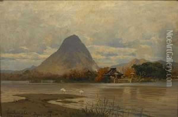 Lake View, Japan Oil Painting - Carl Saltzmann
