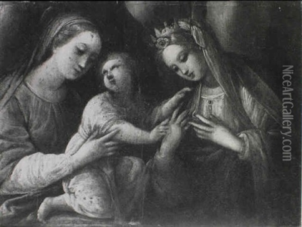 The Mystic Marriage Of Saint Catherine Oil Painting - Giuseppe Cesari