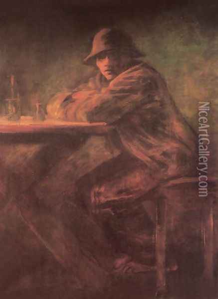 In the Tavern after 1898 Oil Painting - Laszlo Mednyanszky
