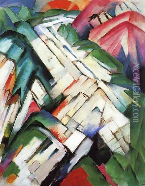 Mountains Aka Rocky Way Landscape Oil Painting - Franz Marc