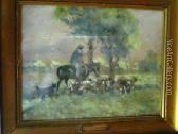 Berger A Cheval Oil Painting - Fernand Maillaud