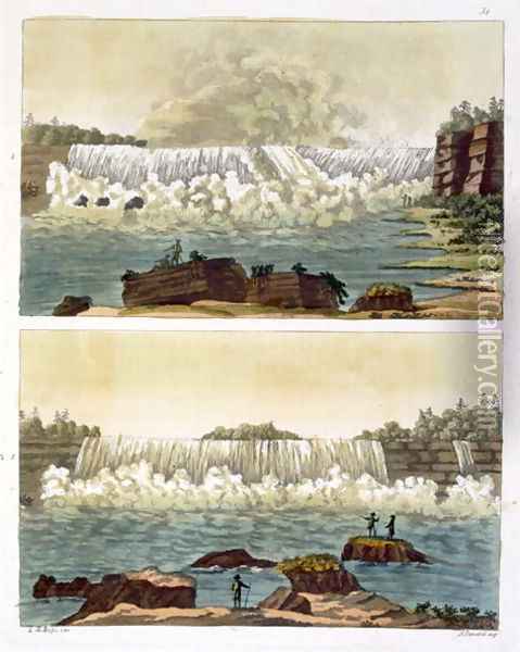 Niagara Falls, 1818 Oil Painting - L.A. Rossi