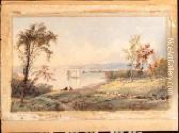 Along The Hudson Oil Painting - Jasper Francis Cropsey