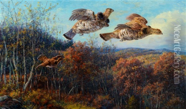Grouse In Flight Oil Painting - Edmund Henry Osthaus