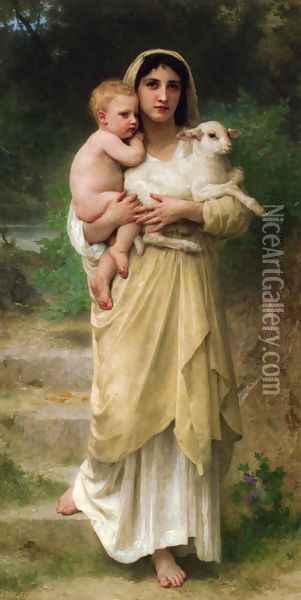 Lambs Oil Painting - William-Adolphe Bouguereau