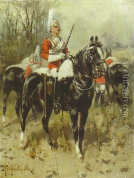 Dutch Cavalry Oil Painting - Hermanus Willem Koekkoek