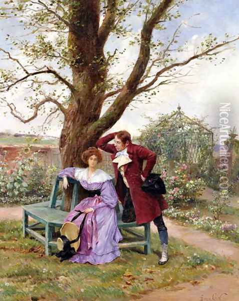 Flirtation Oil Painting - Georges Jules Auguste Cain