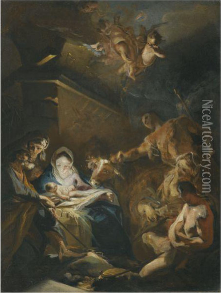 The Adoration Of The Shepherds Oil Painting - Carlo Innocenzo Carloni