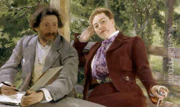 Double Portrait of Natalia Nordmann and Ilya Repin Oil Painting - Ilya Efimovich Efimovich Repin