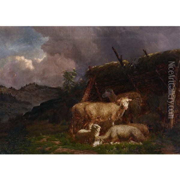 Sheep Oil Painting - Peter Moran