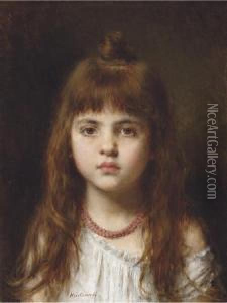 The Red Necklace Oil Painting - Alexei Alexeivich Harlamoff