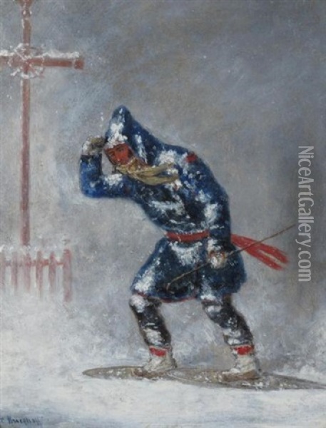 Snowshoes Oil Painting - Cornelius David Krieghoff