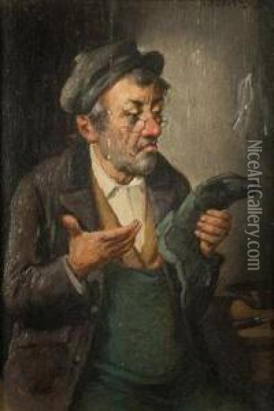 A Shoemaker Oil Painting - Carl Siegfried Stoitzner