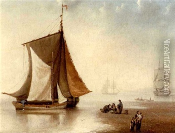 Unloading The Catch Oil Painting - William (Will.) Anderson