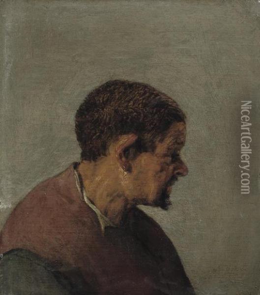 Head Of A Man In Profile Oil Painting - Adriaen Jansz. Van Ostade
