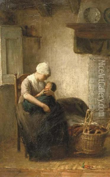 Motherly Love Oil Painting - Albert Neuhuys