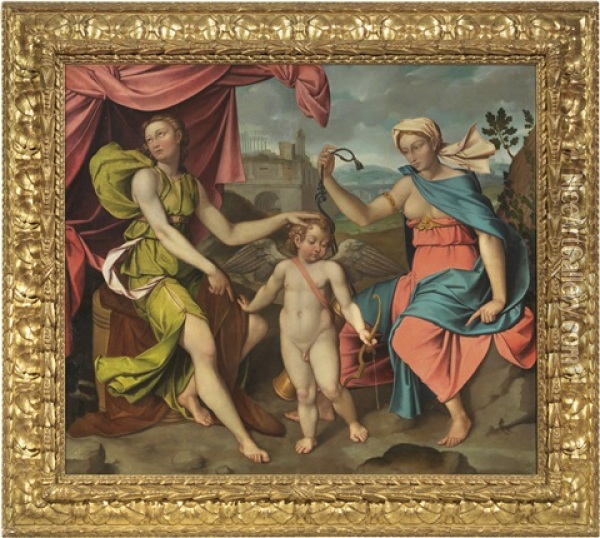 La Punizione Di Amore Oil Painting - Giovanni Paolo Lolmo