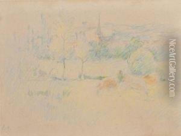 Troupeau Au Paturage Oil Painting - Berthe Morisot