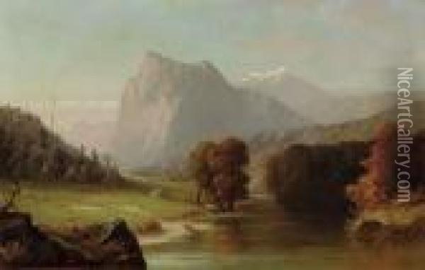 Indians Encamped By The River Oil Painting - John Williamson