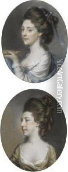 Two Portraits Of Ladies Oil Painting - Hugh Douglas Hamilton