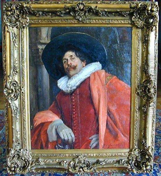 Cavalier In Red Oil Painting - Alexander De Andreis