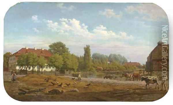 A view of the village of Hohen Demzin, Mecklenburg Vorpommern, Germany Oil Painting - Bernhard Schmidt