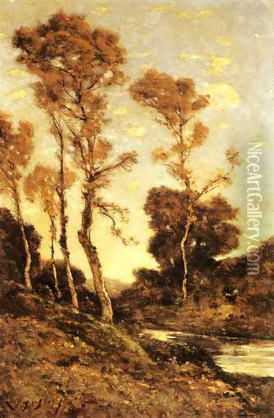 Autumnal River Landscape Oil Painting - Henri-Joseph Harpignies