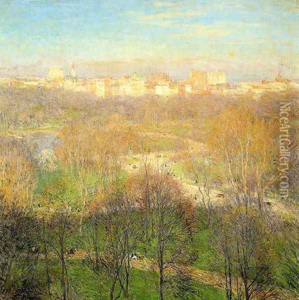 Early Spring Afternoon, Central Park, 1911 Oil Painting - Willard Leroy Metcalf