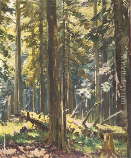Inside A Forest Oil Painting - Stanislav Lolek