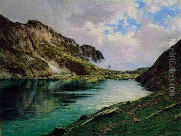 Le Grand Lac Des Sept Laux Oil Painting - Charles Alexandre Bertier
