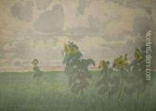 Sloneczniki, Przed 1914 Oil Painting - Jan Wojnarski